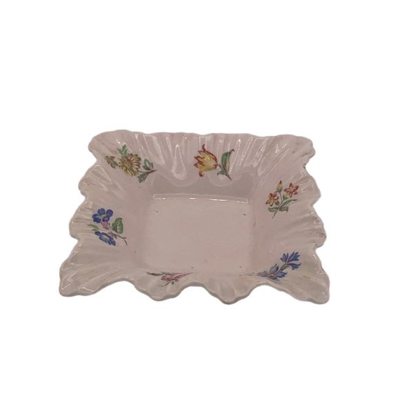 Adderley Bone China Trinket Dish 4" Pink Green Floral Design Made in England - Picture 2 of 4